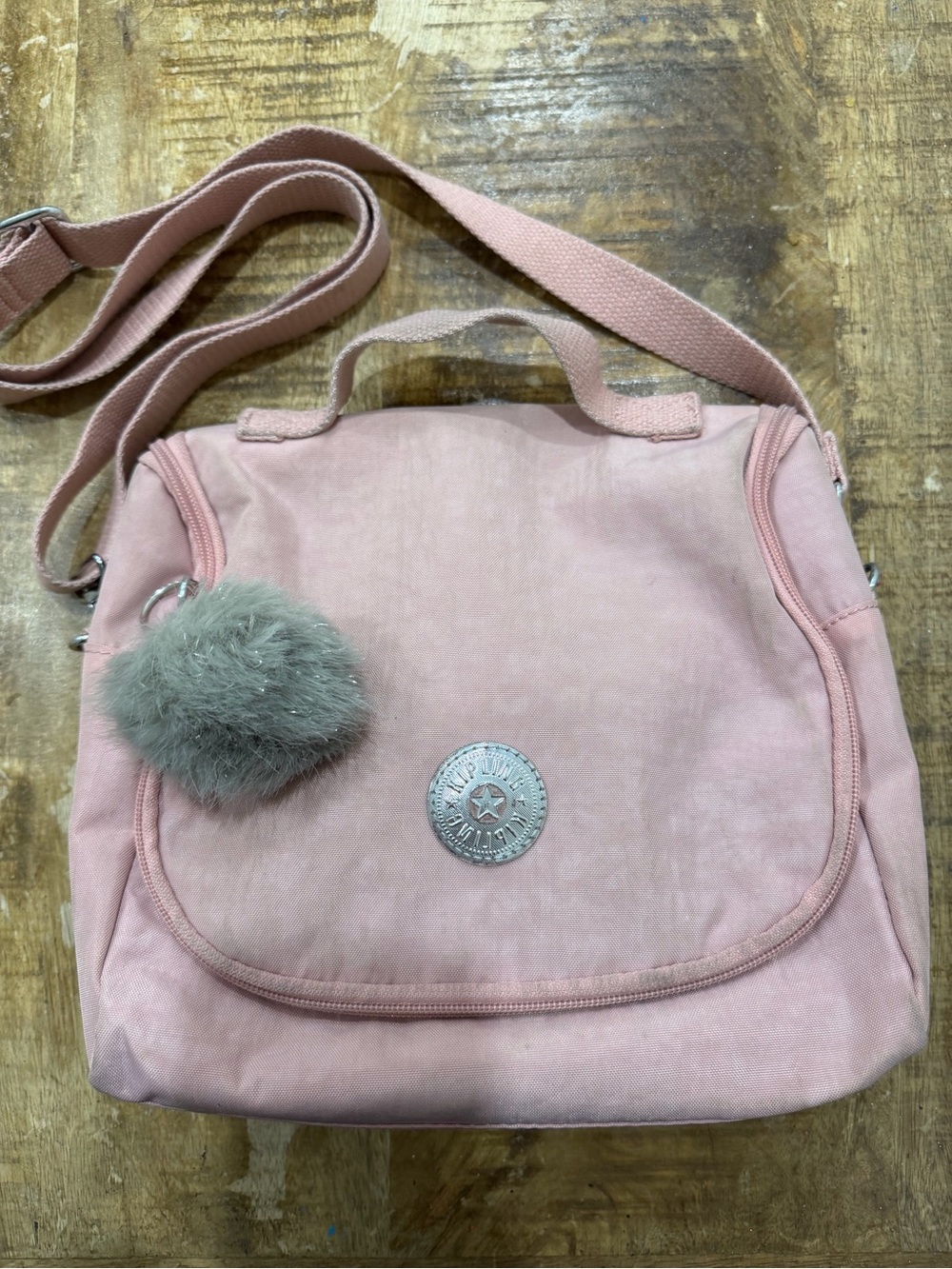 Kipling Blush Pink Lunch Bag 
with Pom Pom Charm